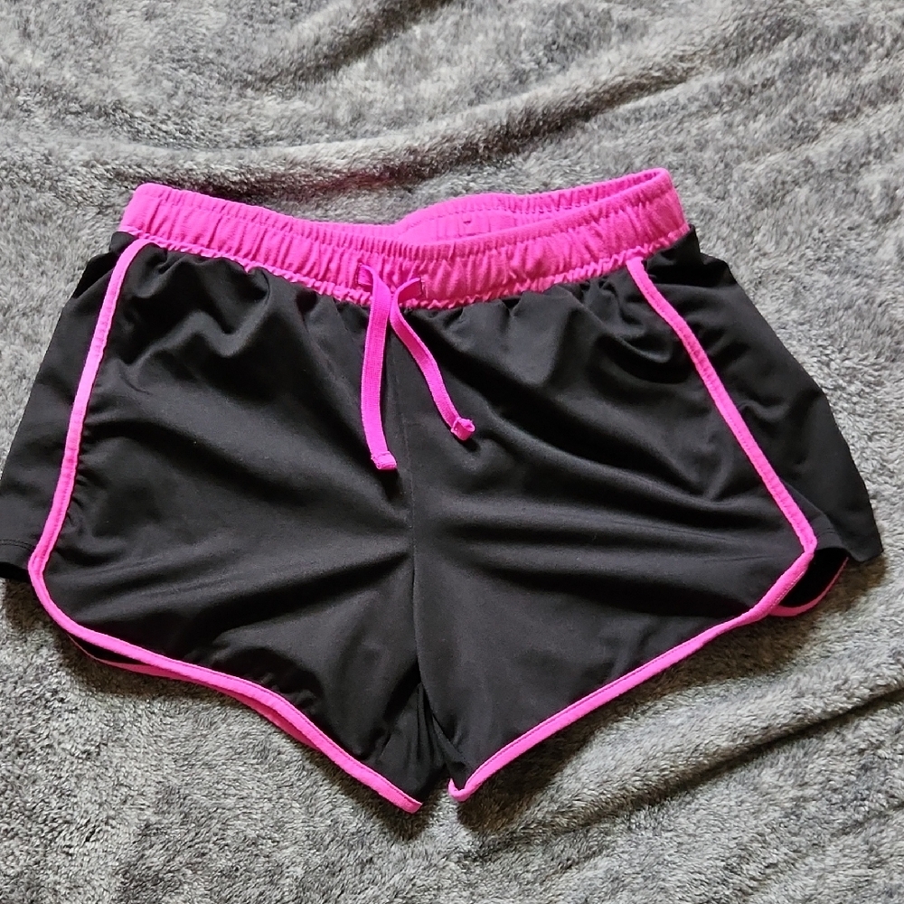 SO Black and Pink Kids Athletic Shorts